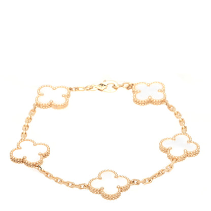 Van Cleef & Arpels 18K Yellow Gold Mother of Pearl 5 Motifs Vintage Alhambra Bracelet 1 of 6