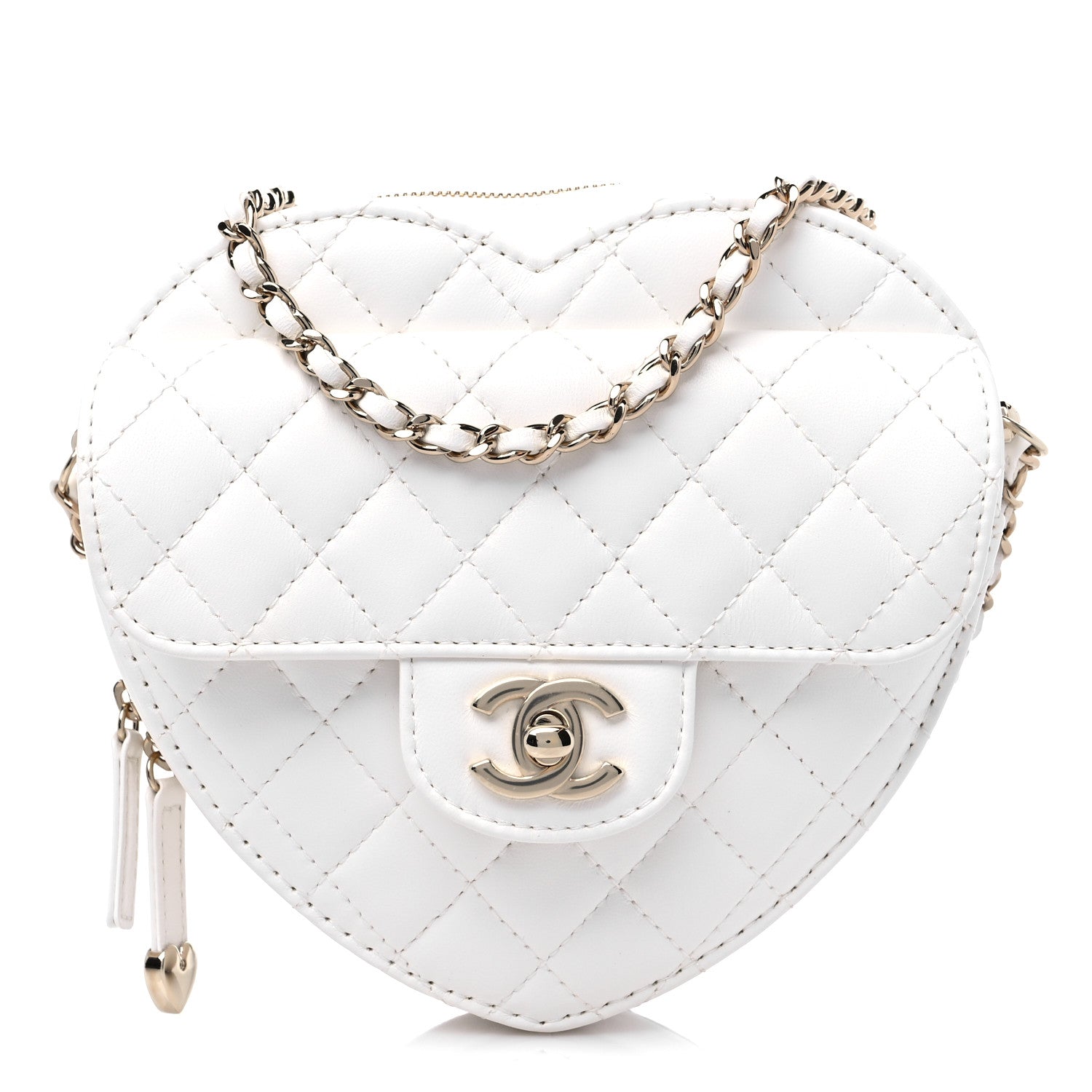 Chanel Lambskin Quilted CC In Love Heart Bag White 1 of 9