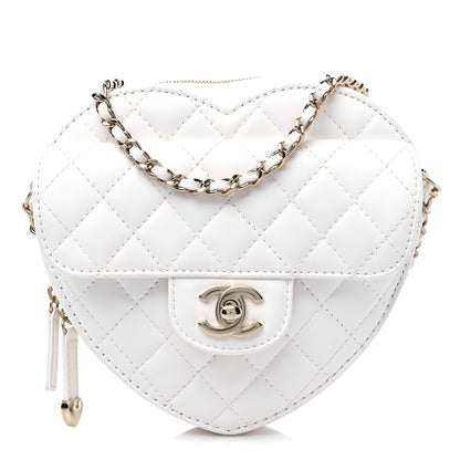Chanel Lambskin Quilted CC In Love Heart Bag White 1 of 9