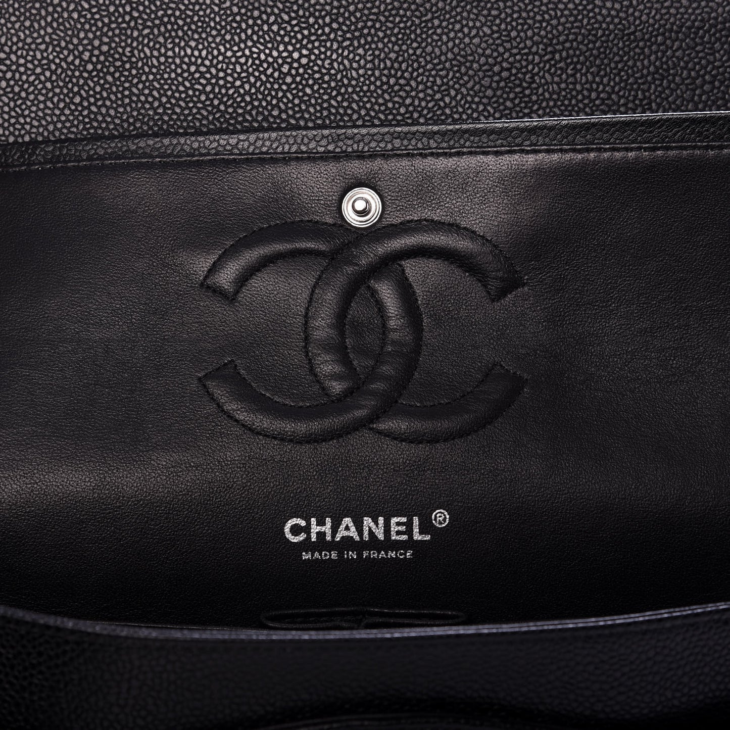 Caviar Quilted Medium Double Flap Black