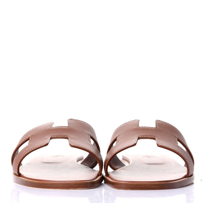 Hermes Box Calfskin Oran Sandals 39 Gold 2 of 11