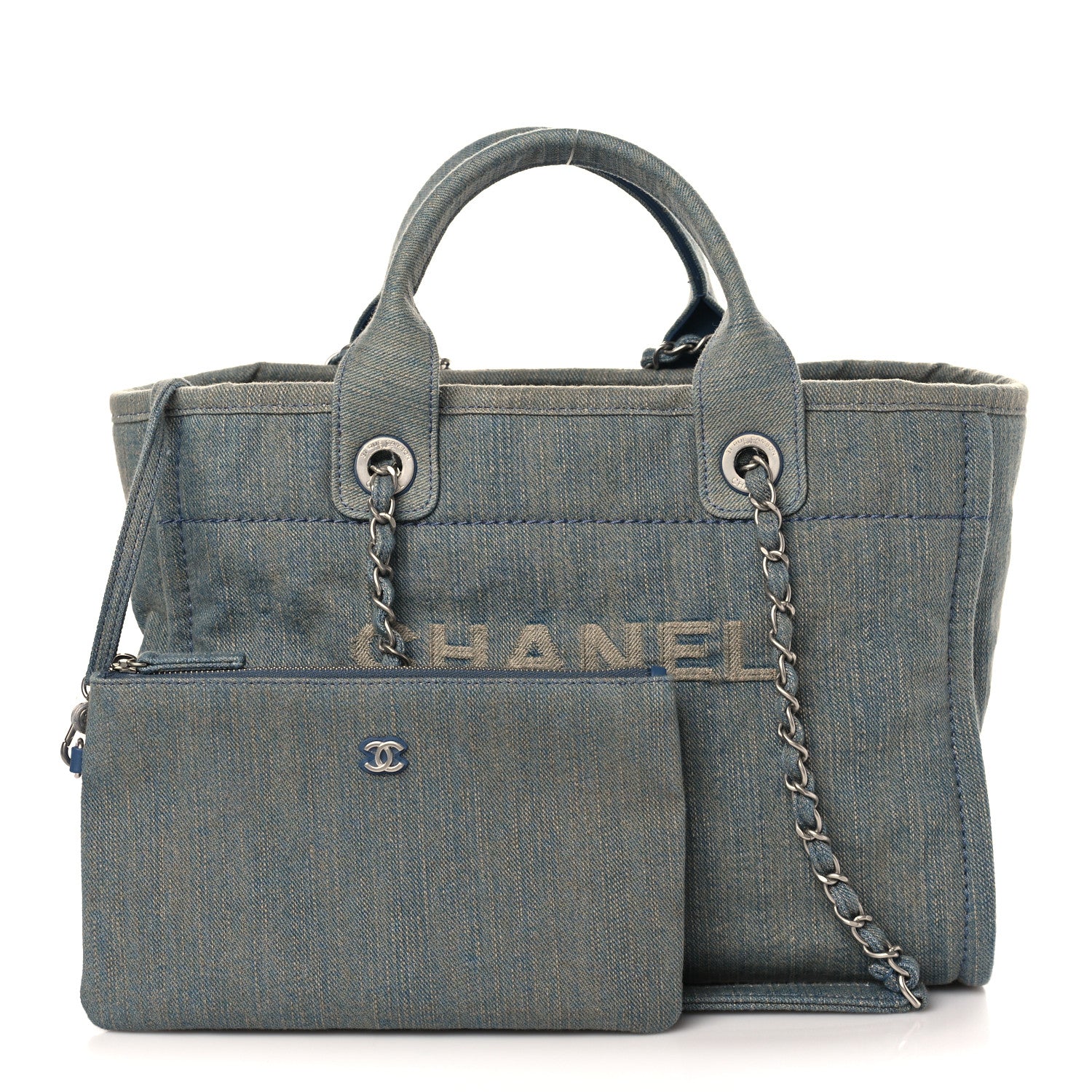 Chanel Denim Small Deauville Tote Light Blue 1 of 11