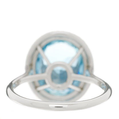 Tiffany Platinum Diamond Aquamarine Soleste Oval Double Halo Ring 65 11 4 of 7