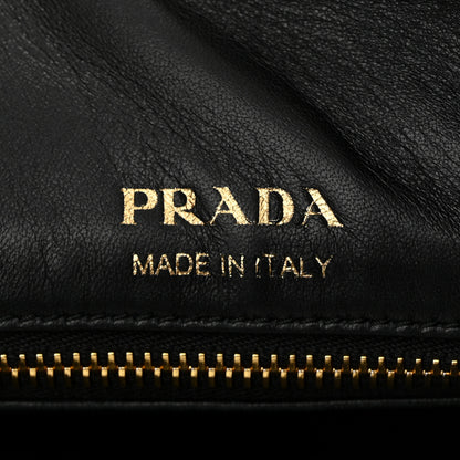 Prada Vitello Daino Soft Zippered Messenger Hobo Black 6 of 11