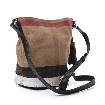 Burberry Canvas Mega Check Mini Ashby Tassel Crossbody Black 2 of 11