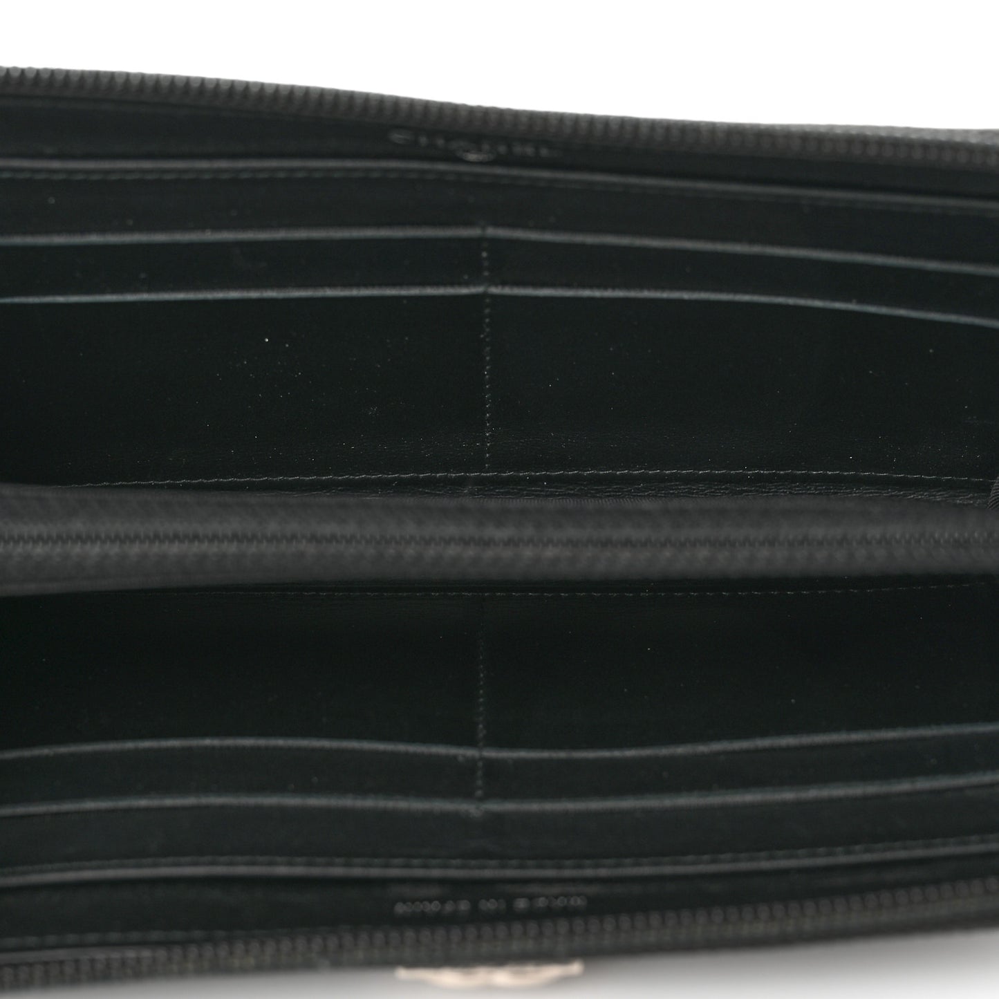 Caviar Chevron Quilted Zip Around Boy Wallet Black