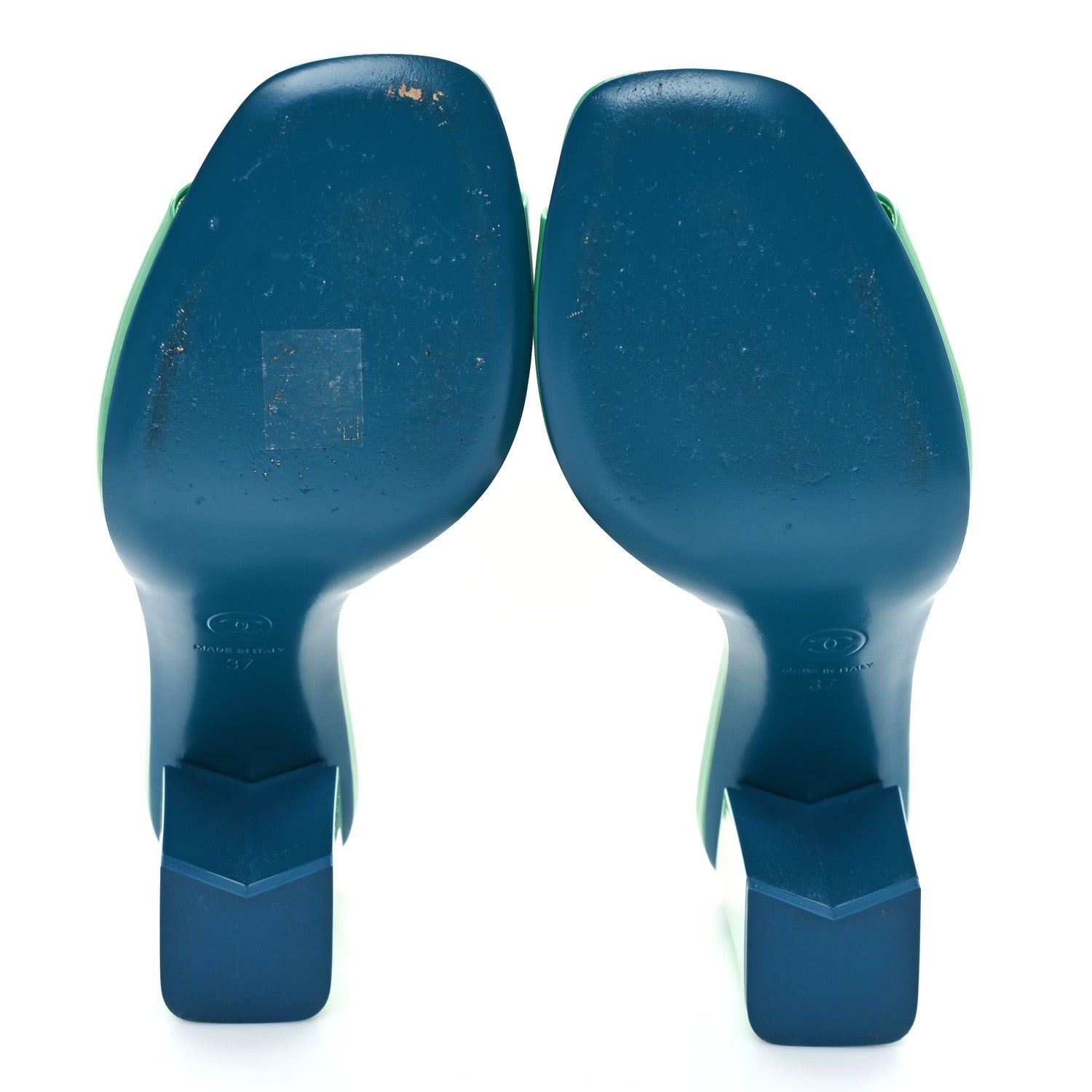 Chanel Patent CC Mules 37 Green Turquoise 6 of 10