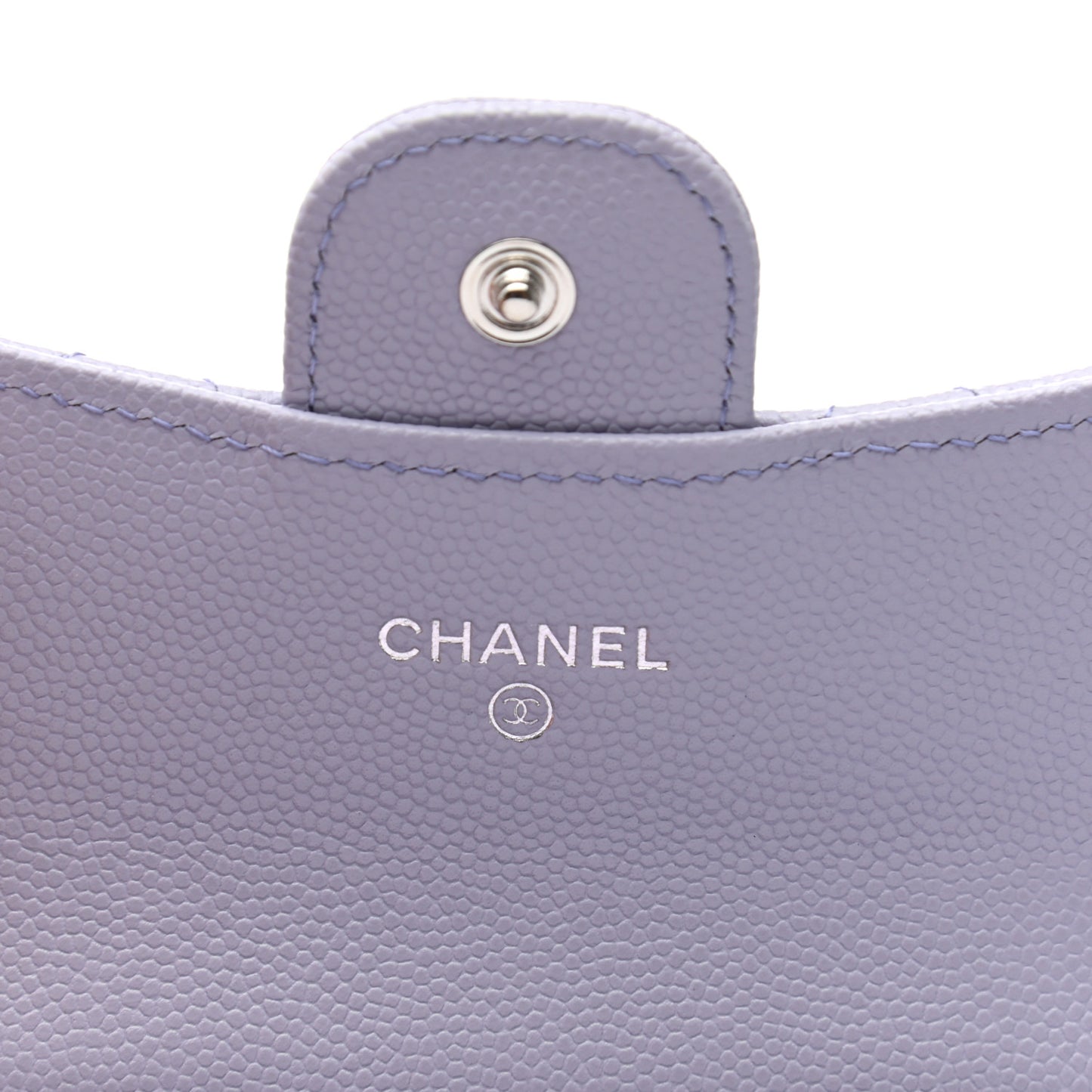 Caviar Quilted Flap Card Holder Wallet Light Purple