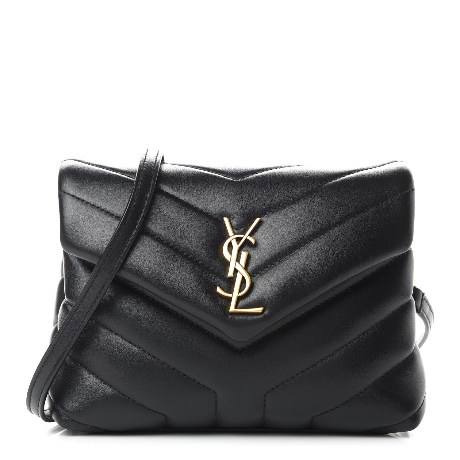 Saint Laurent Calfskin Y Quilted Monogram Toy Loulou Crossbody Bag Black 1 of 9