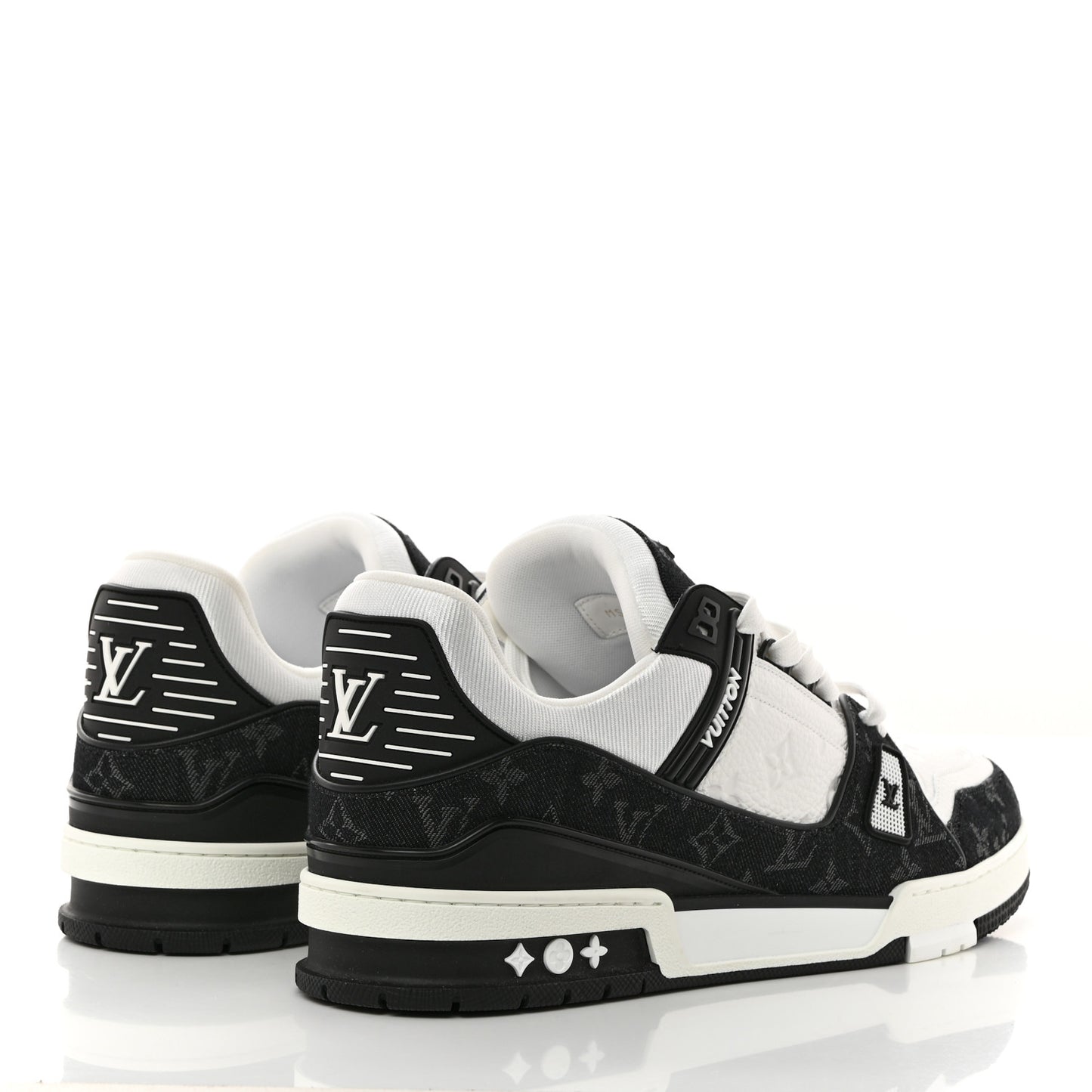 Calfskin Monogram Denim Mens LV Trainer Sneakers 12 Black