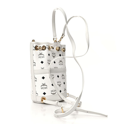 MCM Visetos Aren Mini Chain Backpack White 3 of 9