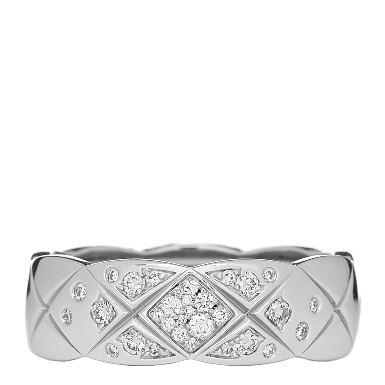 Chanel 18K White Gold Diamond Small Coco Crush Ring 56 7.75 1 of 6