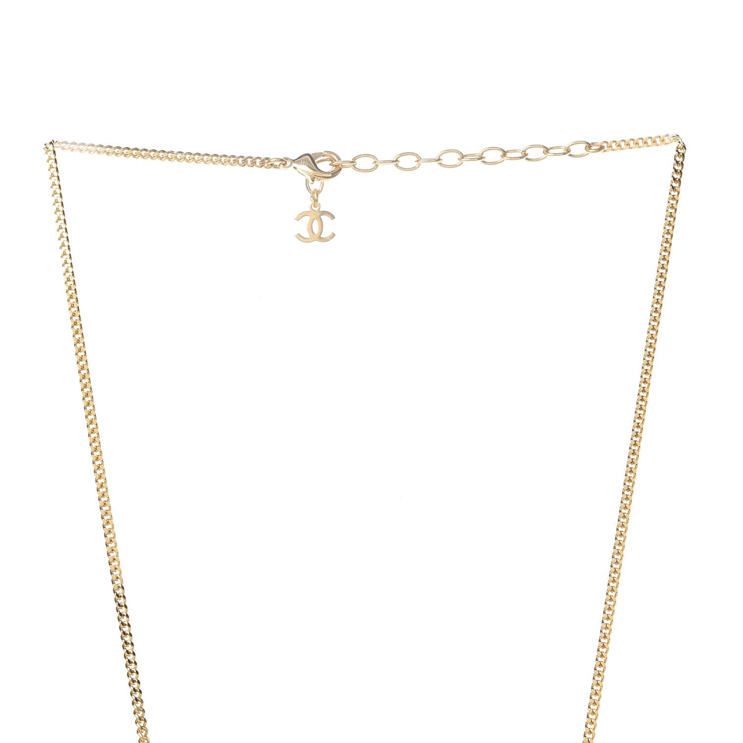 Chanel Metal Crystal Charm Necklace Purple Gold 5 of 7