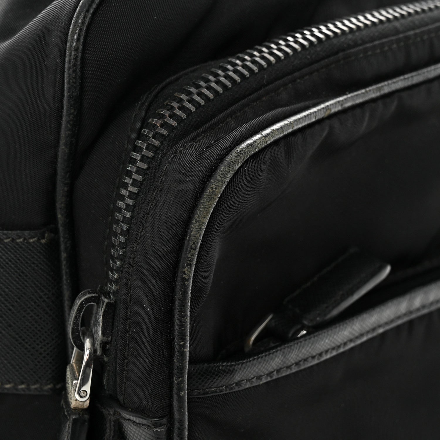 Prada Tessuto Nylon Saffiano Front Pocket Zip Messenger Black 13 of 19