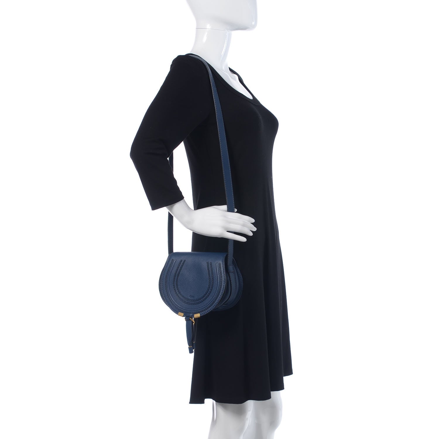 Chloe Calfskin Mini Marcie Round Crossbody Bag Royal Navy 2 of 9