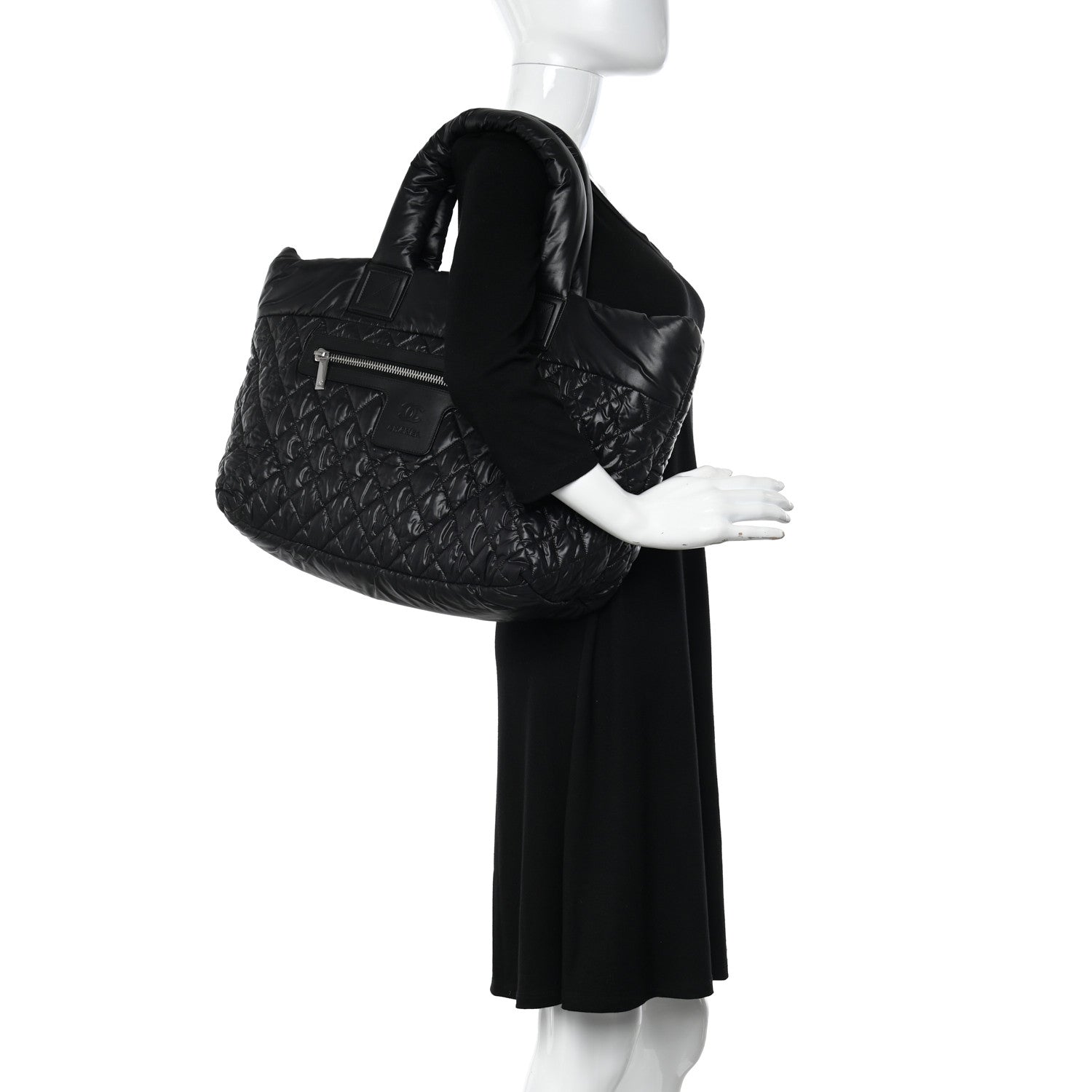 Chanel Nylon Quilted Large Coco Cocoon Tote Black 2 of 11