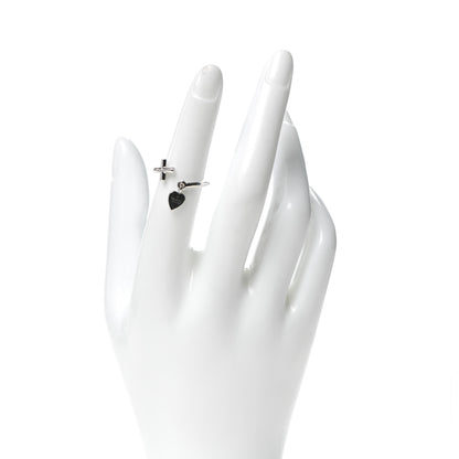 Gucci 18K White Gold Cross and Heart Ring 49 5 2 of 5