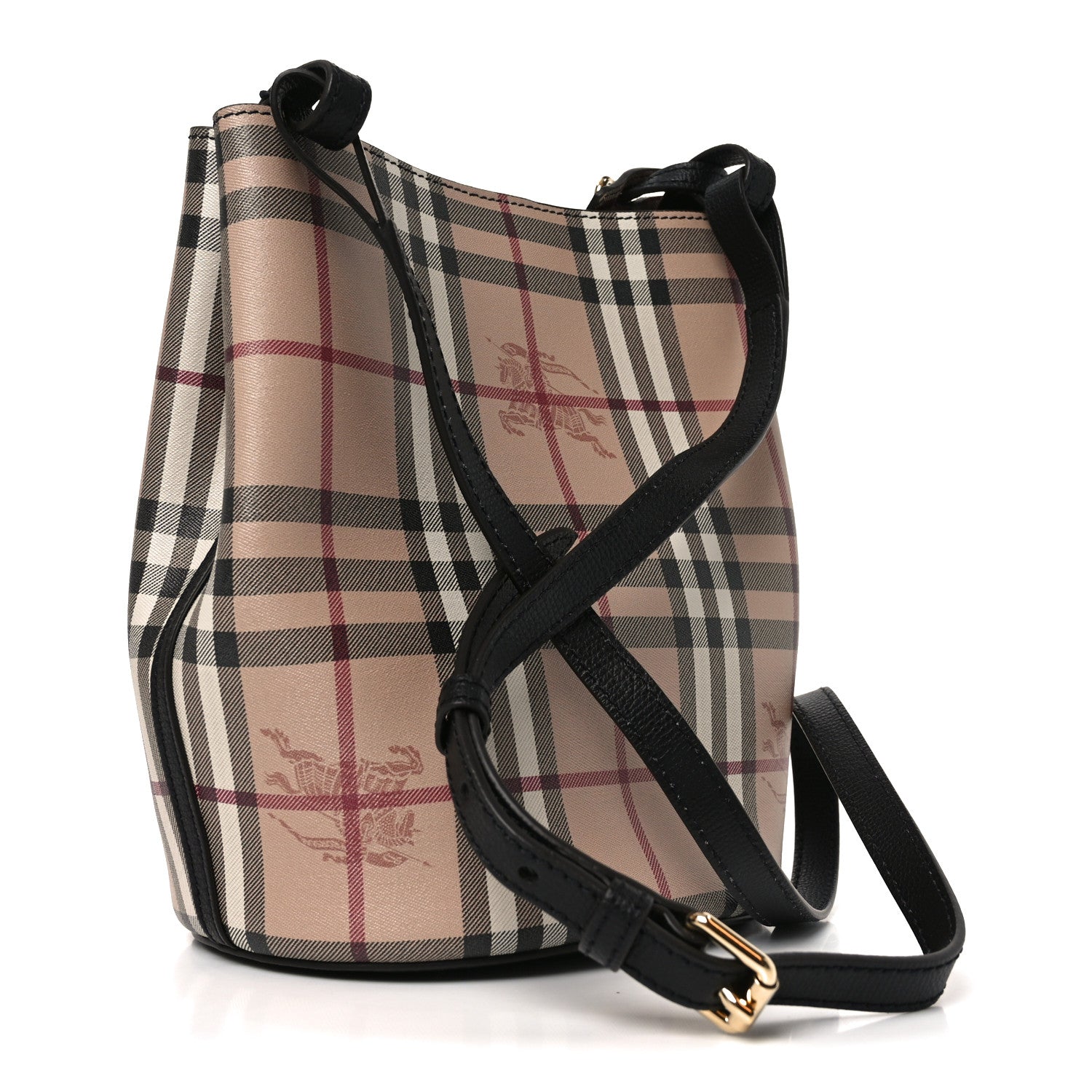 Burberry Haymarket Check Colours Small Lorne Bucket Crossbody Black 2 of 8