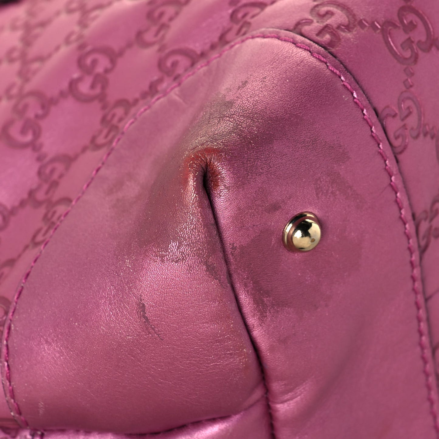 Metallic Soft Guccissima Large Heart Bit Charm Top Handle Tote Fresia Rose