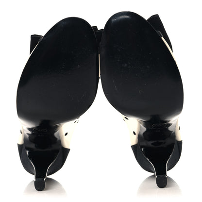 Chanel Mesh Grosgrain Bow Peep Toe Booties 39 Black 6 of 9