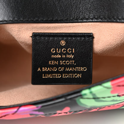 Gucci X KEN SCOTT Calfskin Matelasse Floral Print Super Mini GG Marmont Shoulder Bag Black 6 of 9