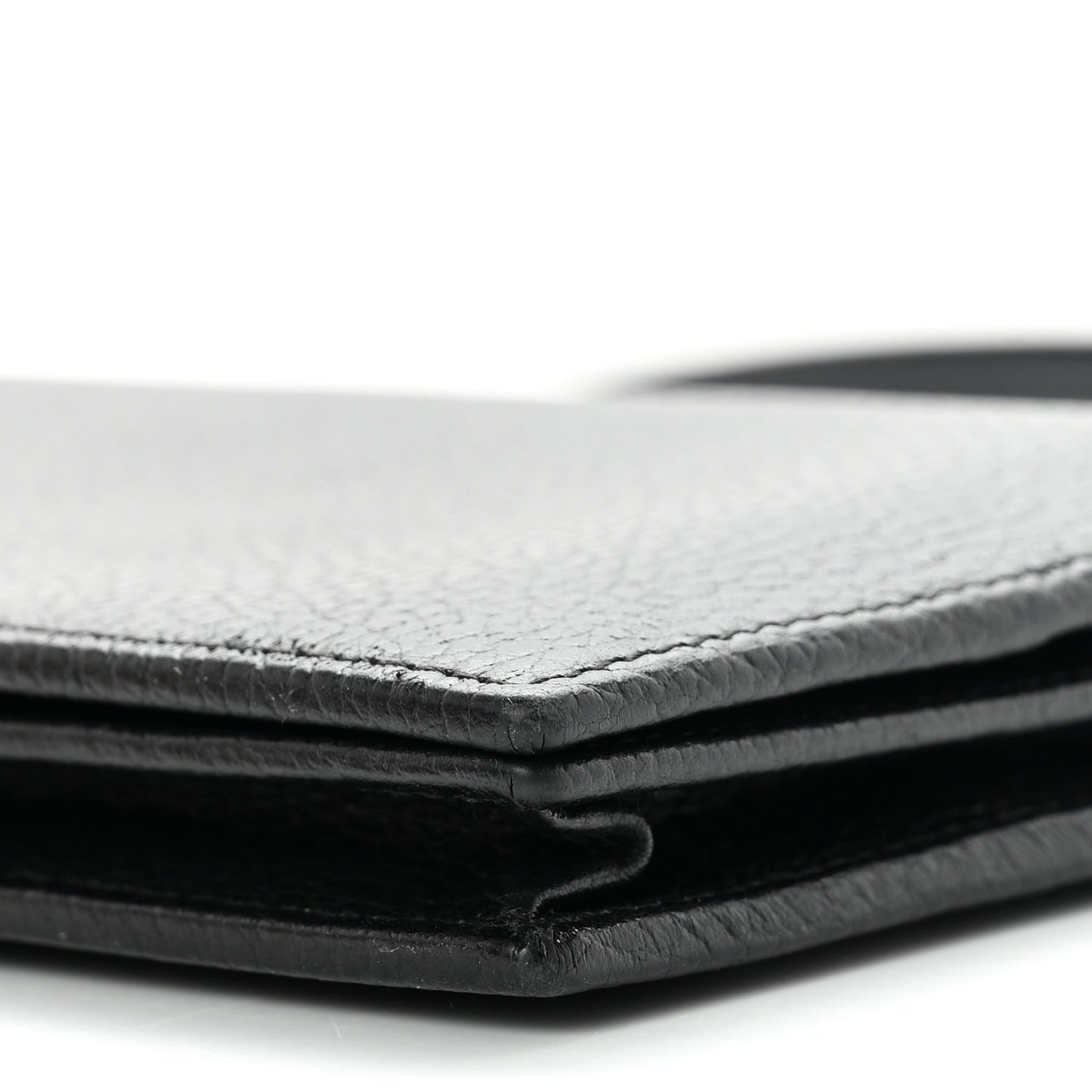Dollar Calfskin Mini Swing Wallet Bag Black