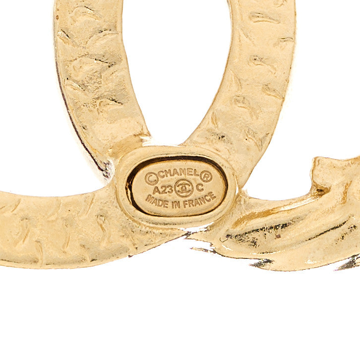 Chanel Textured Metal Crystal CC Dragon Earrings Gold 4 of 5