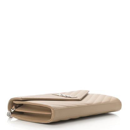 Saint Laurent Grain De Poudre Matelasse Chevron Monogram Chain Wallet Deep Beige 4 of 13