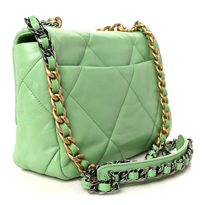 Chanel Goatskin Quilted Medium Chanel 19 Flap Light Green 3 of 10