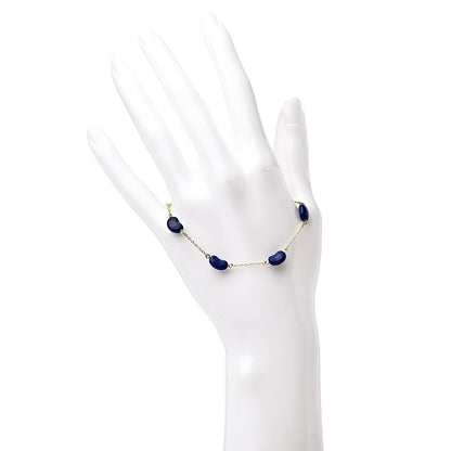 Tiffany 18K Yellow Gold Lapis Lazuli Elsa Peretti Bean Bracelet 2 of 7