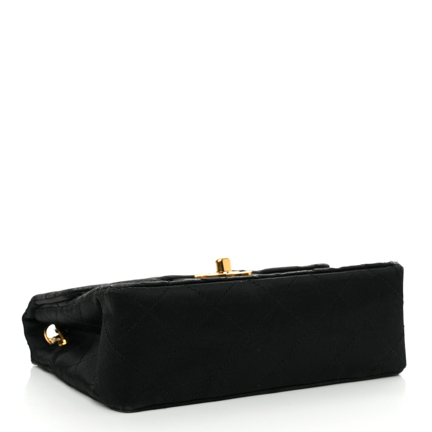 Satin Quilted Mini Square Flap Black