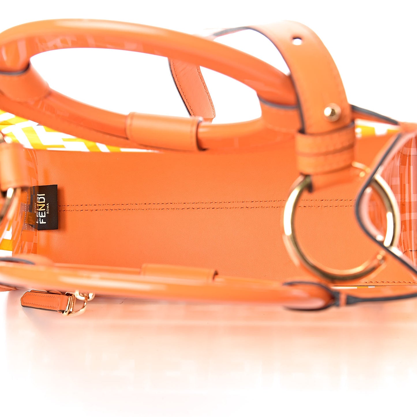 TPU FF Vitello Century Plexiglass Small Runaway Shopper Tote Aranciata