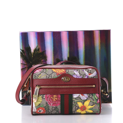 Gucci GG Supreme Monogram Flora Web Mini Ophidia Shoulder Bag Red 9 of 9