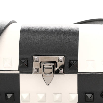 Valentino Garavani Vitello Chess Mini Rockstud Flip Lock Crossbody Bag Black White 7 of 10