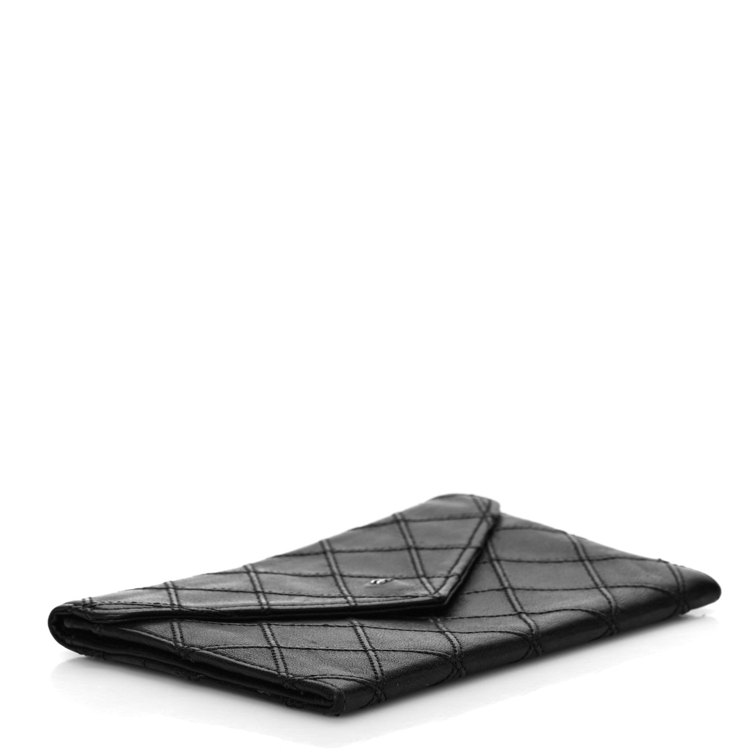 Chanel Lambskin Diamond Stitched Flap Wallet Black 4 of 13
