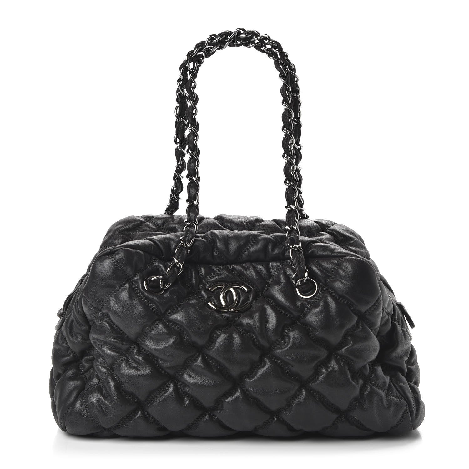 Chanel Lambskin Bubble Quilt Bowler Black 1 of 10