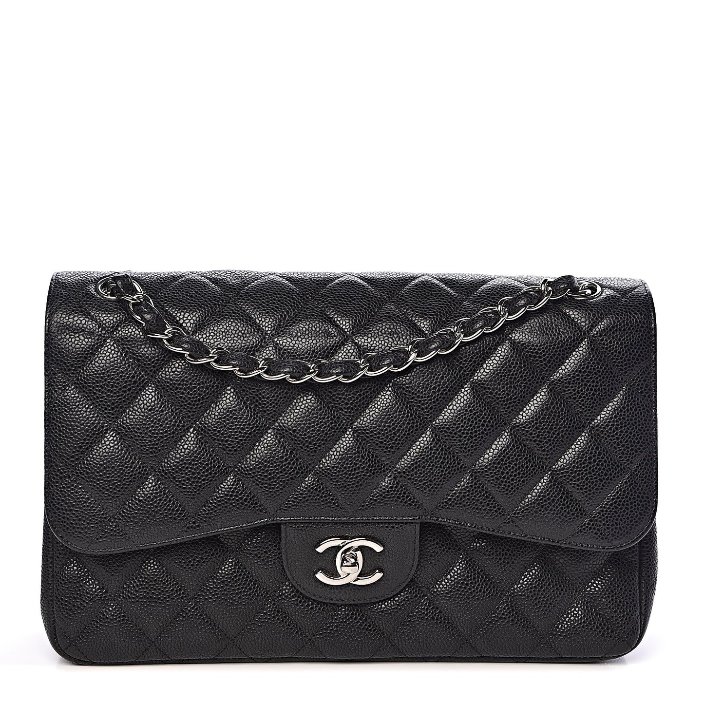 Caviar Quilted Jumbo Double Flap Black