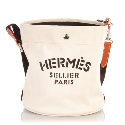 Hermes Chevron Herringbone Canvas Grooming Bag Chalk 1 of 6