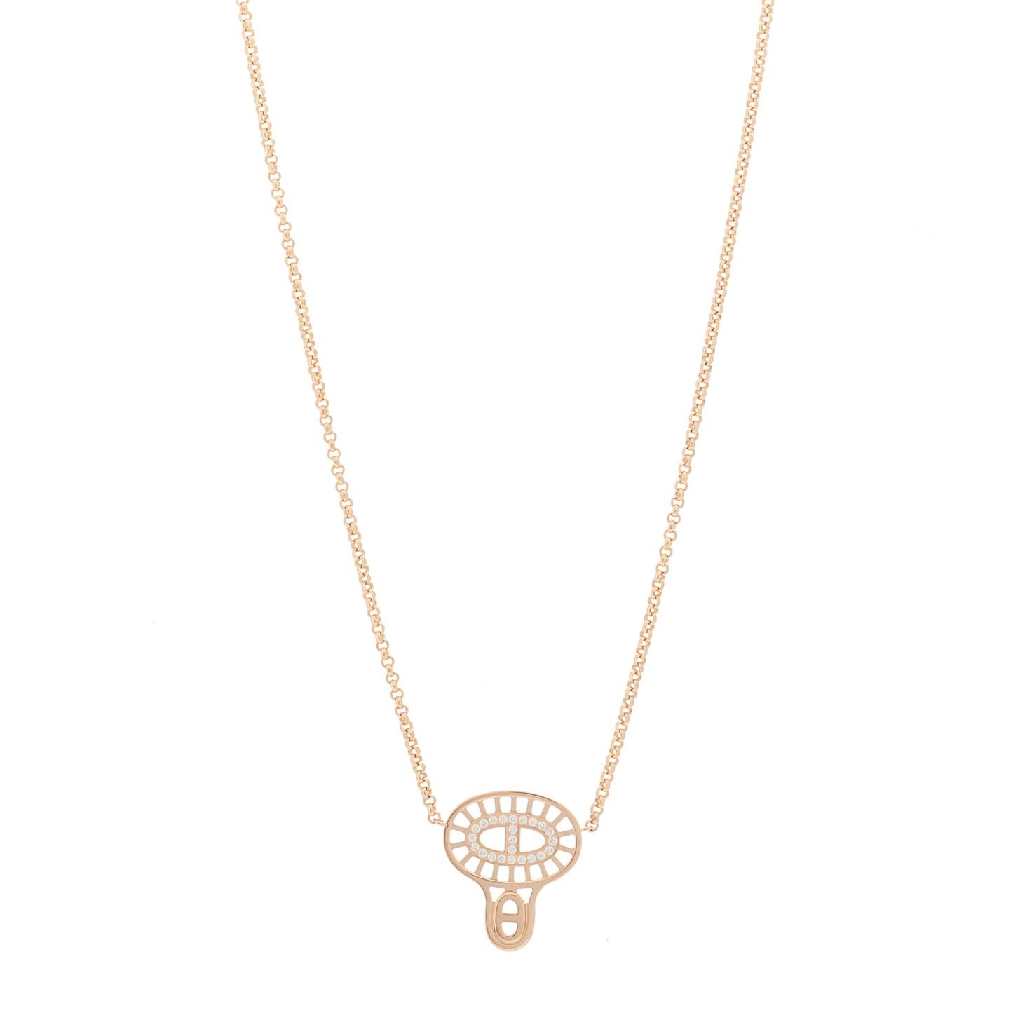 18K Rose Gold Diamond Chaine D'Ancre Divine Pendant Necklace ST