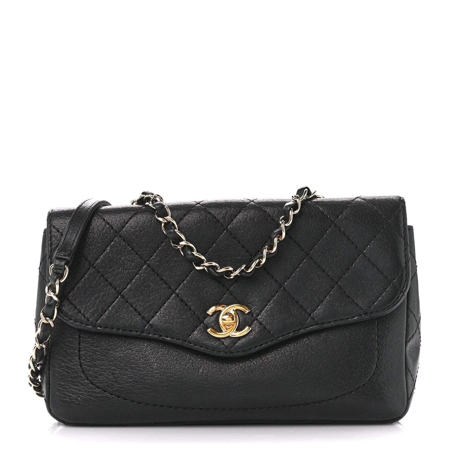 Chanel Goatskin Quilted Coco Curve Flap Messenger Flap Black 1 of 12