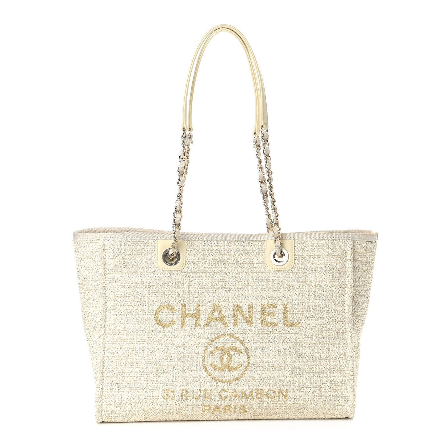 Lurex Boucle Small Deauville Tote White