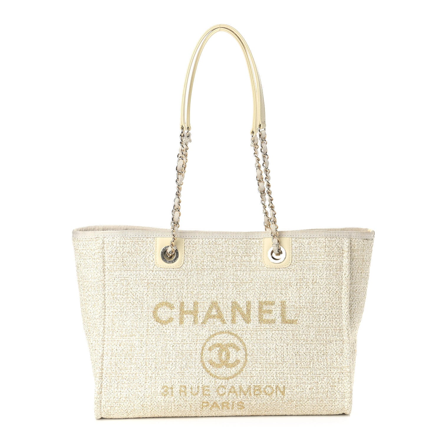 Chanel Lurex Boucle Small Deauville Tote White 1 of 10