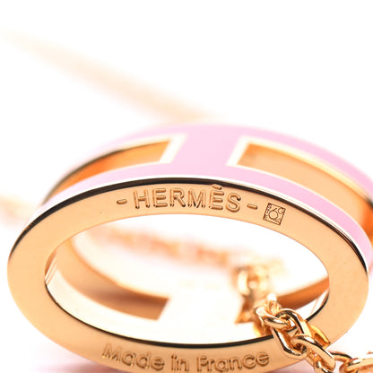 Hermes Lacquered Gold Pop H Pendant Necklace Rose Extreme 4 of 7