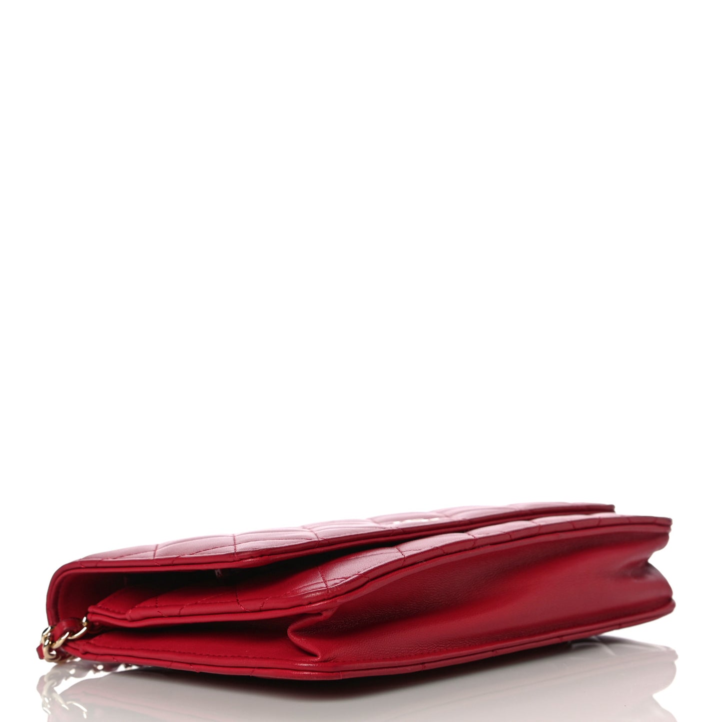 Lambskin Quilted Wallet on Chain WOC Red