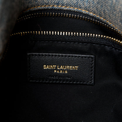 Saint Laurent Denim Quilted Small Loulou Puffer Monogram Chain Satchel Rodeo Blue 6 of 10