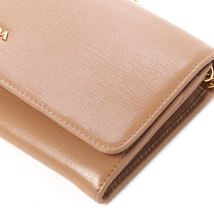 Prada Vitello Move Metal Oro Chain Wallet Naturale 4 of 8