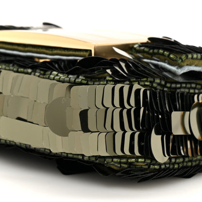 Fendi Sequin Paillettes Shiny Nappa Sex and the City Nano Maxi Buckle Baguette Charm Avocado 9 of 10