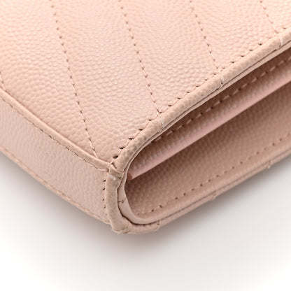 Saint Laurent Grain De Poudre Matelasse Chevron Monogram Chain Wallet Pale Pink 15 of 18