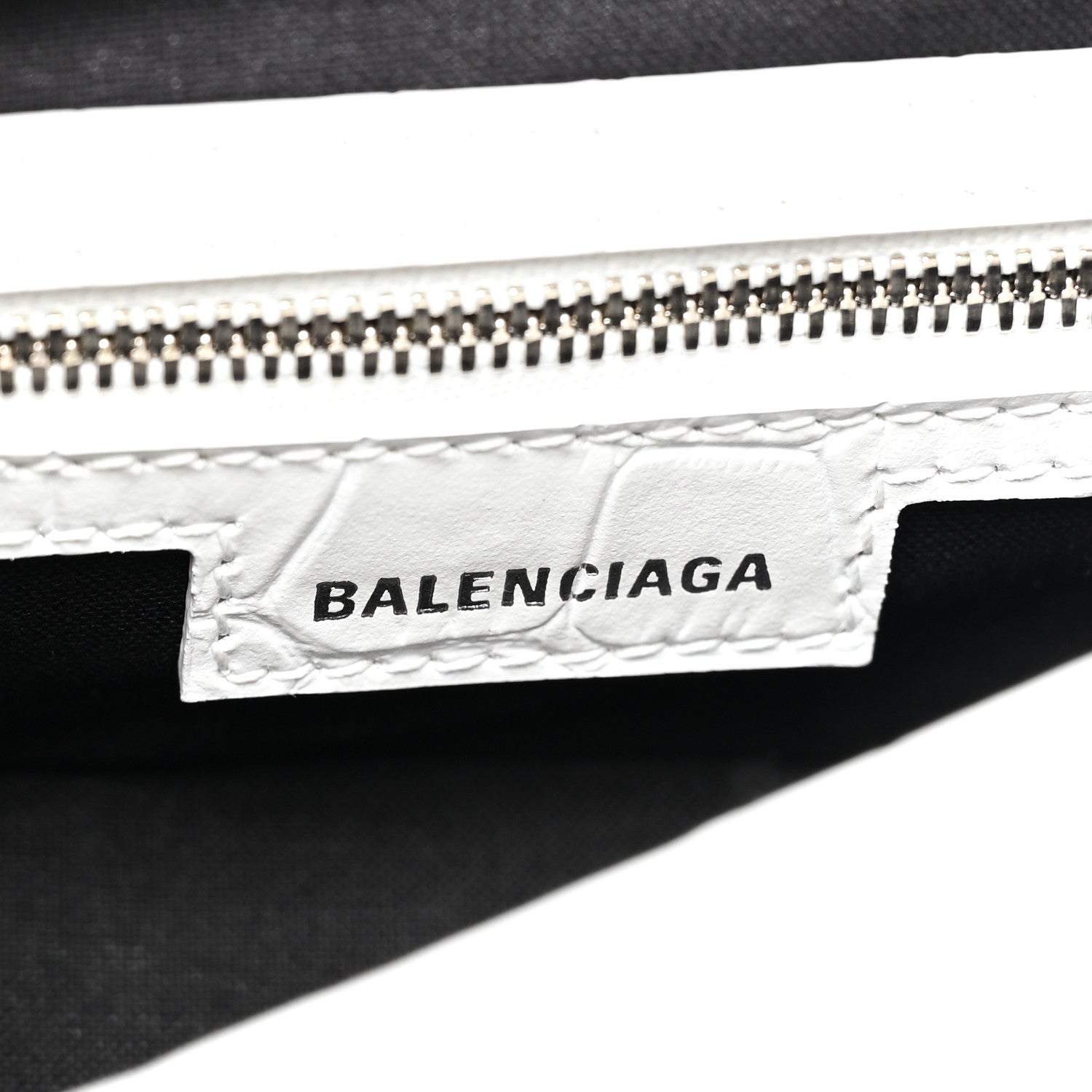 Balenciaga Calfskin Crocodile Embossed Small Lindsay Shoulder Bag Optic White 6 of 11