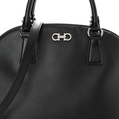 Salvatore Ferragamo Hammered Calfskin Darina Convertible Satchel Black 7 of 9